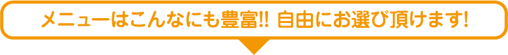 メニューはこんなにも豊富！！自由にお選び頂けます！